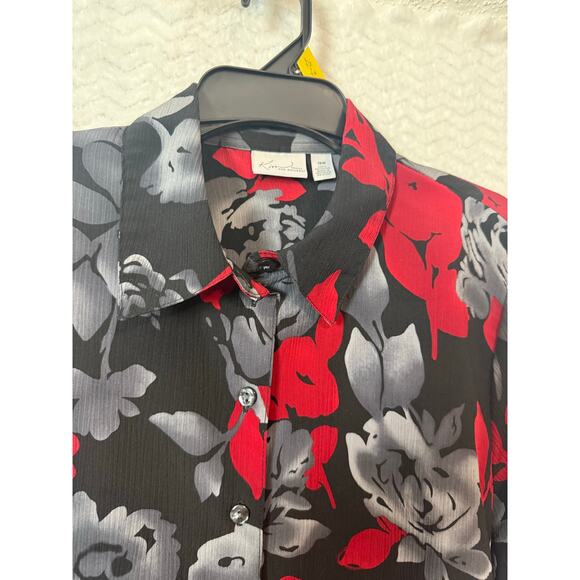Kim Rogers Button down red black, and gray blouse size 18W - Picture 5 of 5